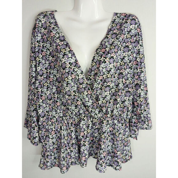Nasty Gal Lilac Disty Floral‎ Peplum Bell Sleeve  
Top Women's 18 Boho Babydoll - Picture 3 of 11